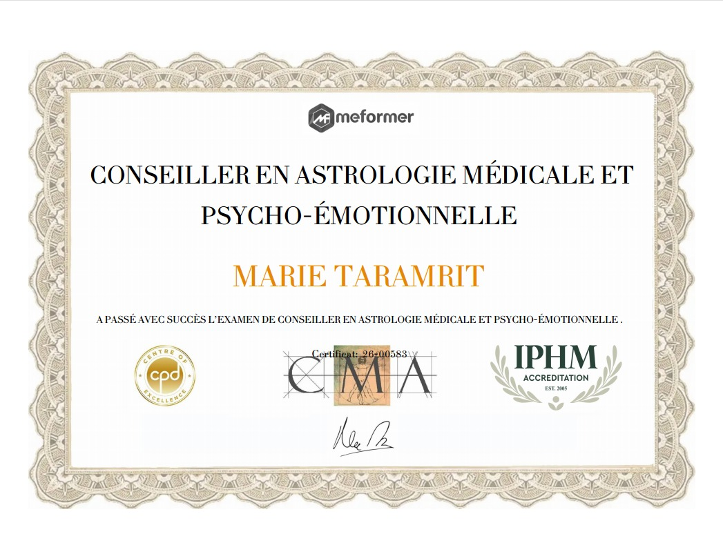 Diplôme Conseiller en Astrologie Médicale et Psycho-Émotionnelle