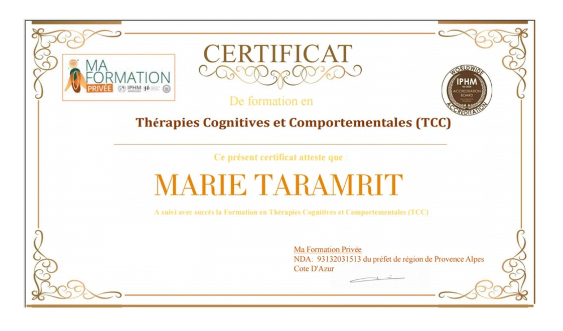 Diplôme IPHM Thérapies Cognitives et Comportementales